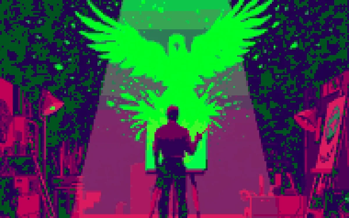 AI for Creatives, pixel art of an artist painting a world into existence